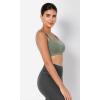 imageODODOS Seamless Square Neck Sports Bra for Women Ribbed Crop Tank Casual Low Back Cropped TopsStone Washing Sage Green