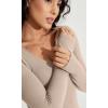 imageODODOS Womens Long Sleeve Round Neck Tops Ribbed Knit Casual Tee Slim Fit Seamless Basic T Shirts1blackbeige
