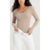 imageODODOS Womens Long Sleeve Round Neck Tops Ribbed Knit Casual Tee Slim Fit Seamless Basic T Shirts1blackbeige