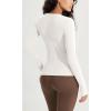imageODODOS Womens Long Sleeve Round Neck Tops Ribbed Knit Casual Tee Slim Fit Seamless Basic T ShirtsBrunetteivory