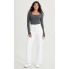 imageODODOS Womens Long Sleeve Round Neck Tops Ribbed Knit Casual Tee Slim Fit Seamless Basic T ShirtsCharcoal