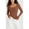 imageODODOS Womens Long Sleeve Round Neck Tops Ribbed Knit Casual Tee Slim Fit Seamless Basic T ShirtsClay