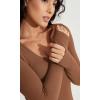 imageODODOS Womens Long Sleeve Round Neck Tops Ribbed Knit Casual Tee Slim Fit Seamless Basic T ShirtsClayblack