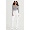 imageODODOS Womens Long Sleeve Round Neck Tops Ribbed Knit Casual Tee Slim Fit Seamless Basic T ShirtsGray