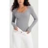 imageODODOS Womens Long Sleeve Round Neck Tops Ribbed Knit Casual Tee Slim Fit Seamless Basic T ShirtsGray