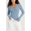 imageODODOS Womens Long Sleeve Round Neck Tops Ribbed Knit Casual Tee Slim Fit Seamless Basic T ShirtsIceberg
