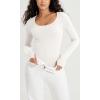 imageODODOS Womens Long Sleeve Round Neck Tops Ribbed Knit Casual Tee Slim Fit Seamless Basic T ShirtsIvory