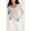 imageODODOS Womens Long Sleeve Round Neck Tops Ribbed Knit Casual Tee Slim Fit Seamless Basic T ShirtsMushroomcharcoal