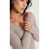imageODODOS Womens Long Sleeve Round Neck Tops Ribbed Knit Casual Tee Slim Fit Seamless Basic T ShirtsTaupe