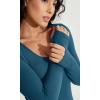 imageODODOS Womens Long Sleeve Round Neck Tops Ribbed Knit Casual Tee Slim Fit Seamless Basic T ShirtsTeal