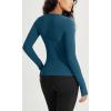 imageODODOS Womens Long Sleeve Round Neck Tops Ribbed Knit Casual Tee Slim Fit Seamless Basic T ShirtsTeal