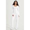imageODODOS Womens Long Sleeve Round Neck Tops Ribbed Knit Casual Tee Slim Fit Seamless Basic T ShirtsWhite