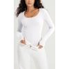 imageODODOS Womens Long Sleeve Round Neck Tops Ribbed Knit Casual Tee Slim Fit Seamless Basic T ShirtsWhiteblack