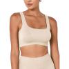 imageODODOS Seamless Square Neck Sports Bra for Women Ribbed Crop Tank Casual Low Back Cropped TopsIvory