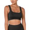 imageODODOS Seamless Square Neck Sports Bra for Women Ribbed Crop Tank Casual Low Back Cropped TopsOnyx Black
