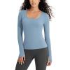 imageODODOS Womens Long Sleeve Round Neck Tops Ribbed Knit Casual Tee Slim Fit Seamless Basic T ShirtsIceberg