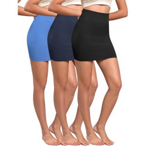 imageODODOS Seamless Mini Skirt for Women Ribbed High Waisted Bodycon Basic Pencil SkirtsBlacknavyblue