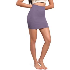imageODODOS Seamless Mini Skirt for Women Ribbed High Waisted Bodycon Basic Pencil SkirtsViolet