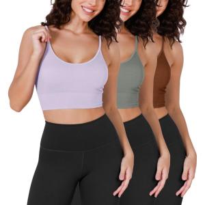 imageODODOS Seamless Sports Bra for Women Ribbed Camisoles Non Padding Yoga Bra Crop Tank TopsLilacgreen Milieuclay