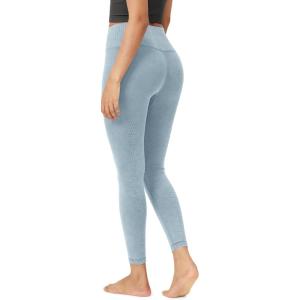 imageODODOS Vintage 78 Length Seamless Leggings for Women Ribbed High Waist Casual Workout Gym Yoga Pants2528quot InseamVintage Stone Wash Coastline