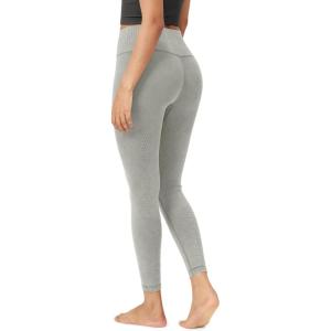 imageODODOS Vintage 78 Length Seamless Leggings for Women Ribbed High Waist Casual Workout Gym Yoga Pants2528quot InseamVintage Stone Wash Grey