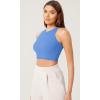 imageODODOS 3Pack Seamless Crop Tank for Women Ribbed Soft High Neck Cropped TopsBlacknavyblue