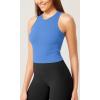imageODODOS 3Pack Seamless Crop Tank for Women Ribbed Soft High Neck Cropped TopsBlacknavyblue
