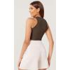 imageODODOS 3Pack Seamless Crop Tank for Women Ribbed Soft High Neck Cropped TopsBrunetteclaymushroom