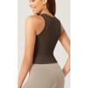 imageODODOS 3Pack Seamless Crop Tank for Women Ribbed Soft High Neck Cropped TopsBrunetteclaymushroom