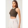 imageODODOS 3Pack Seamless Crop Tank for Women Ribbed Soft High Neck Cropped TopsBrunetteclaymushroom