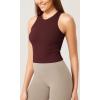 imageODODOS 3Pack Seamless Crop Tank for Women Ribbed Soft High Neck Cropped TopsClaretoceansky Blue