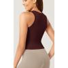 imageODODOS 3Pack Seamless Crop Tank for Women Ribbed Soft High Neck Cropped TopsClaretoceansky Blue