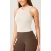 imageODODOS 3Pack Seamless Crop Tank for Women Ribbed Soft High Neck Cropped TopsIvorydusty Bluesphinx