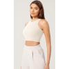 imageODODOS 3Pack Seamless Crop Tank for Women Ribbed Soft High Neck Cropped TopsIvorydusty Bluesphinx