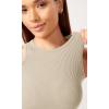 imageODODOS 3Pack Seamless Crop Tank for Women Ribbed Soft High Neck Cropped TopsMushroomtaupecharcoal