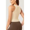 imageODODOS 3Pack Seamless Crop Tank for Women Ribbed Soft High Neck Cropped TopsOatmealbarn Redbrunette