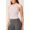 imageODODOS 3Pack Seamless Crop Tank for Women Ribbed Soft High Neck Cropped TopsPink Lacevioleticeberg