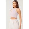 imageODODOS 3Pack Seamless Crop Tank for Women Ribbed Soft High Neck Cropped TopsPink Lacevioleticeberg