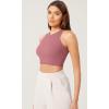 imageODODOS 3Pack Seamless Crop Tank for Women Ribbed Soft High Neck Cropped TopsWatermelonemeraldmint