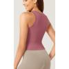imageODODOS 3Pack Seamless Crop Tank for Women Ribbed Soft High Neck Cropped TopsWatermelonemeraldmint