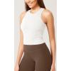 imageODODOS 3Pack Seamless Crop Tank for Women Ribbed Soft High Neck Cropped TopsWhitewhitewhite