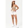 imageODODOS Seamless Halter Crop Tops for Women Ribbed Soft V Neck Open Back Cropped Tank TopBeige