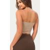 imageODODOS Seamless Halter Crop Tops for Women Ribbed Soft V Neck Open Back Cropped Tank TopBeige