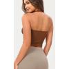 imageODODOS Seamless Halter Crop Tops for Women Ribbed Soft V Neck Open Back Cropped Tank TopClay