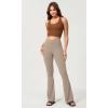 imageODODOS Seamless Halter Crop Tops for Women Ribbed Soft V Neck Open Back Cropped Tank TopClay