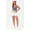 imageODODOS Seamless Halter Crop Tops for Women Ribbed Soft V Neck Open Back Cropped Tank TopDusty Blue