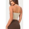 imageODODOS Seamless Halter Crop Tops for Women Ribbed Soft V Neck Open Back Cropped Tank TopIvory