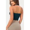 imageODODOS Seamless Halter Crop Tops for Women Ribbed Soft V Neck Open Back Cropped Tank TopTeal