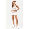 imageODODOS Seamless Halter Crop Tops for Women Ribbed Soft V Neck Open Back Cropped Tank TopWhite