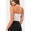 imageODODOS Seamless Halter Crop Tops for Women Ribbed Soft V Neck Open Back Cropped Tank TopWhite